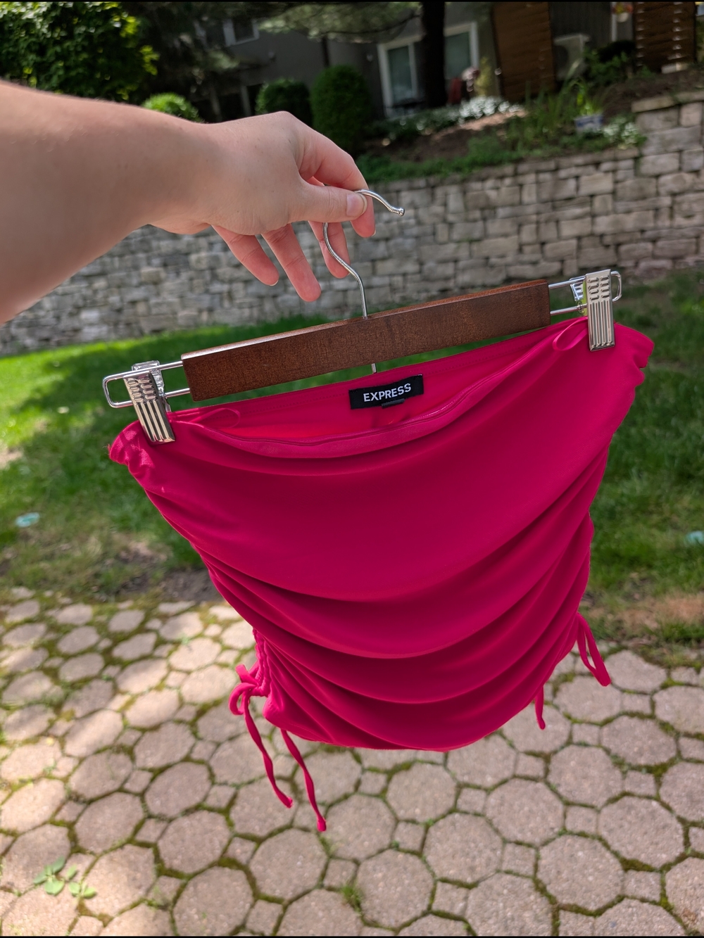 Express Strapless Ruched Top - Hot Pink - Picture 2 of 6